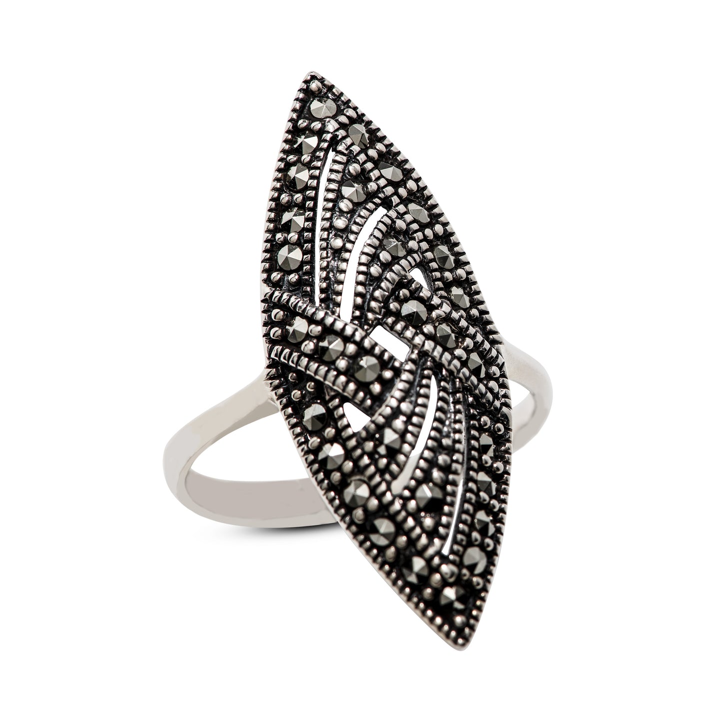 SAMARA MARCASITE SHEILD SILVER RING