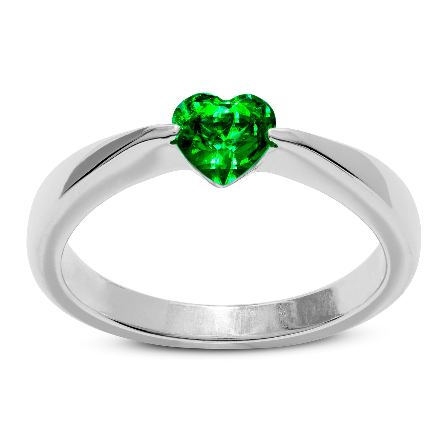 HEART OF MARA EMERALD GREEN SILVER RING